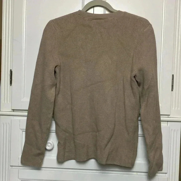 FIGS Loungewear Long Sleeve Ribbed Knit Pullover Sweater Latte Beige Size Medium - Picture 2 of 12